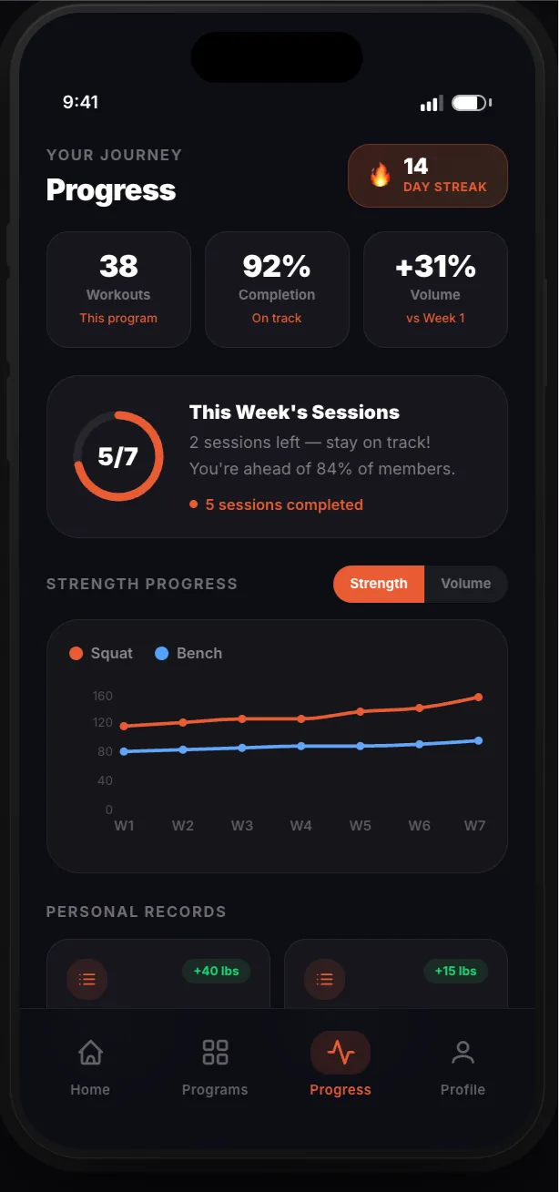 Fitness app — video player and set logging